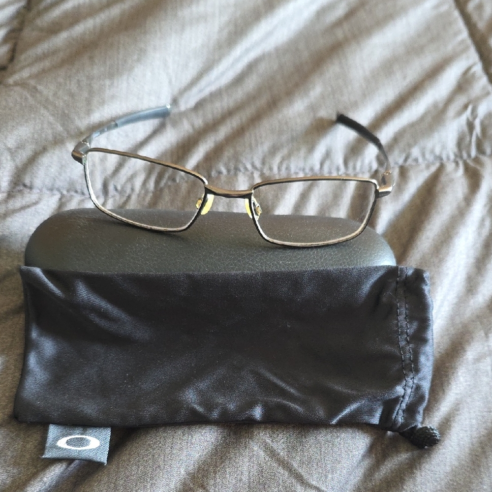 Oakley Black And Gold Rectangular Eyeglasses - image 1